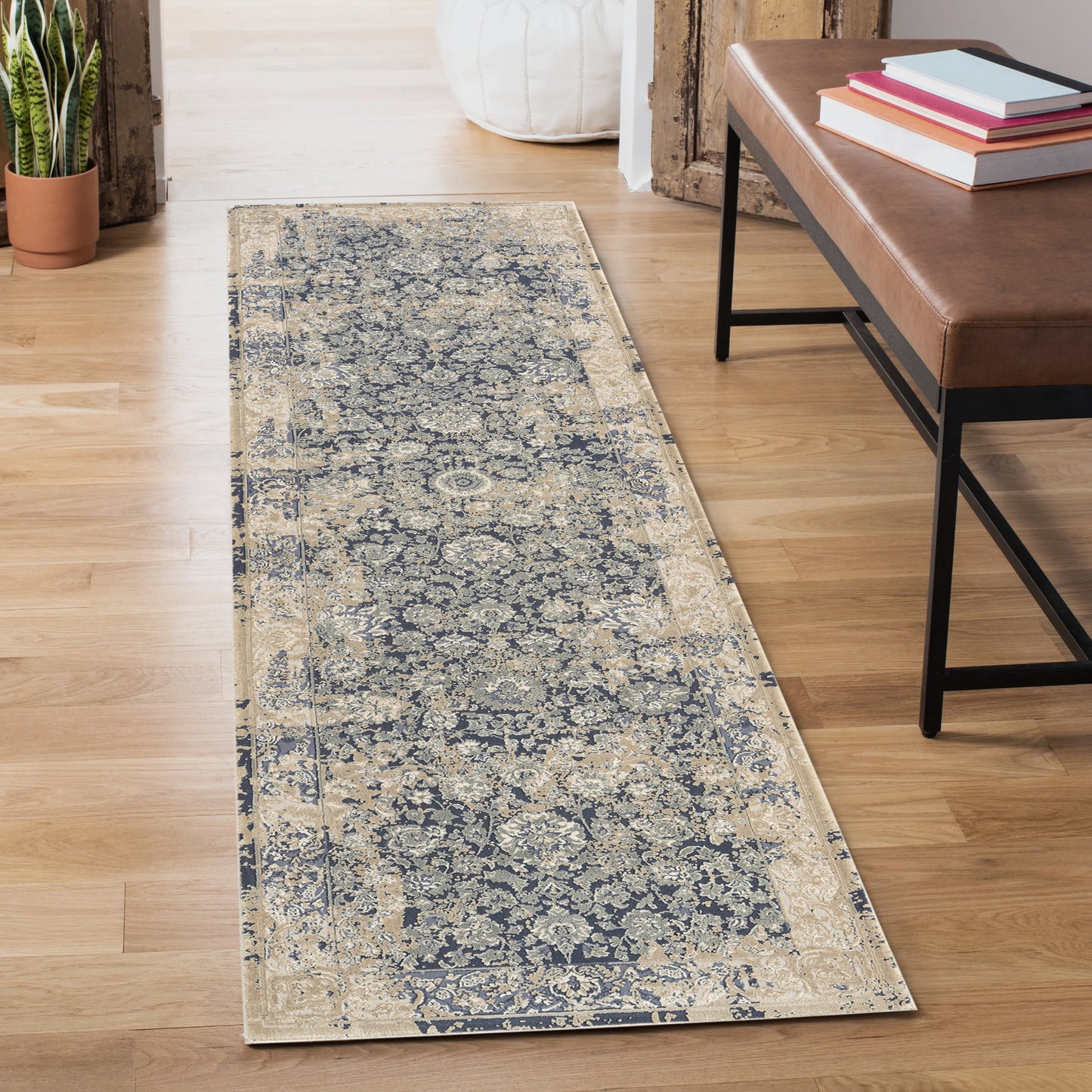 CHESH-82121 Classic/Traditional Machine Made Blue Luxelon Blend Indoor Area Rugs - LR Home