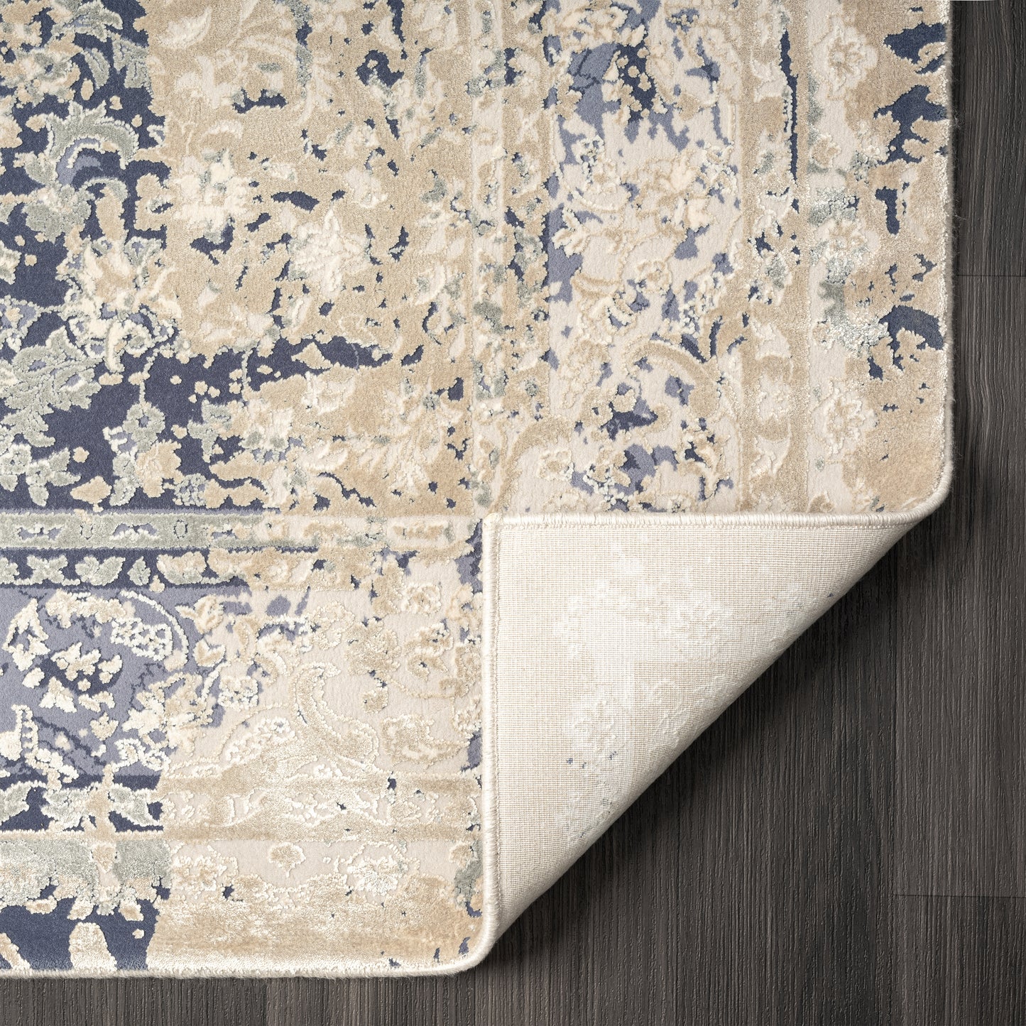 Cheshire-82122 Traditional Power-Loomed Blue Cotton Indoor Area Rug - LR Home