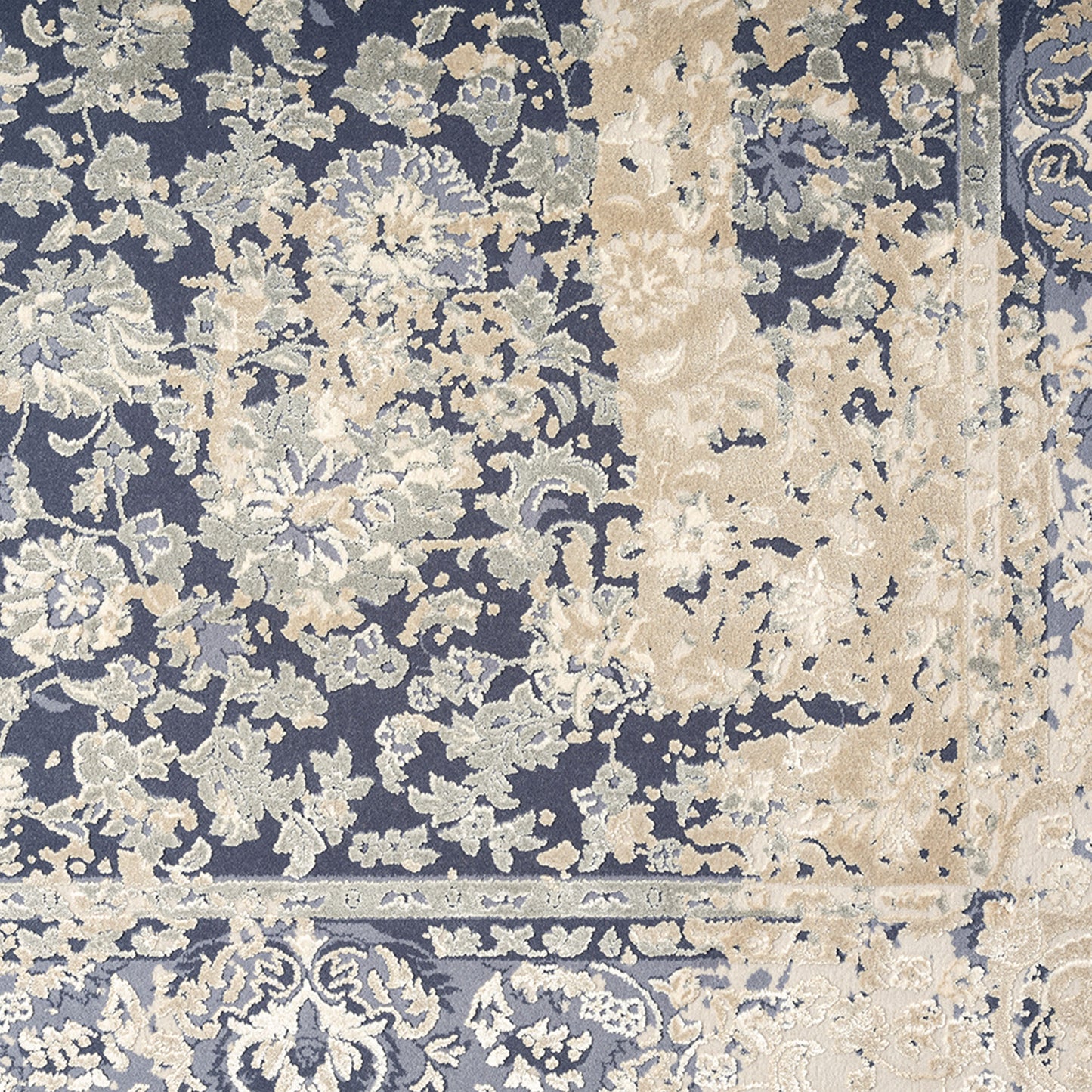 Cheshire-82122 Traditional Power-Loomed Blue Cotton Indoor Area Rug - LR Home
