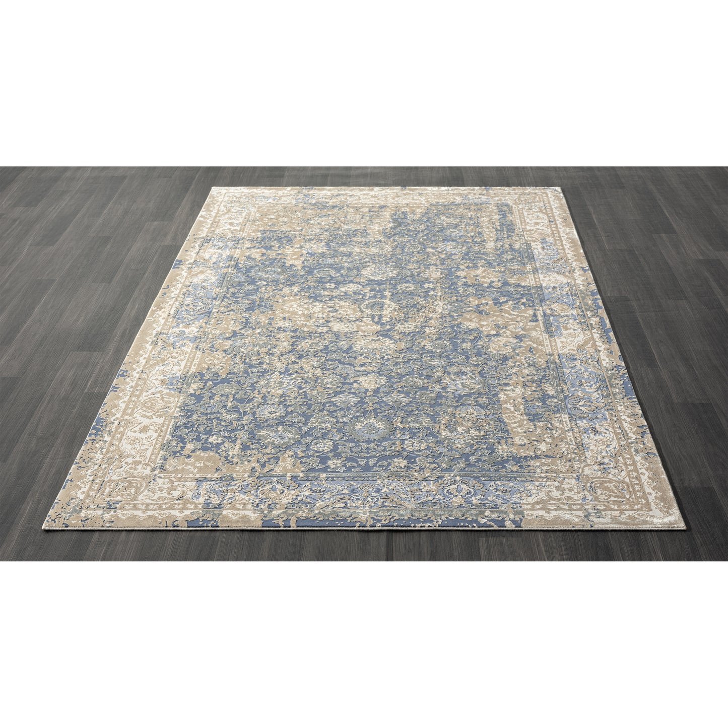 Cheshire-82122 Traditional Power-Loomed Blue Cotton Indoor Area Rug - LR Home
