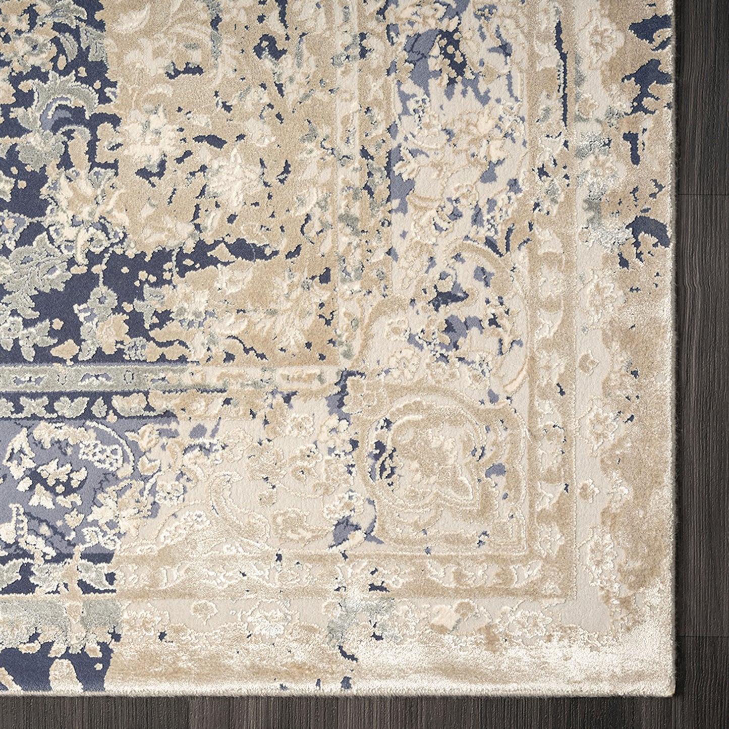 CHESH-82121 Classic/Traditional Machine Made Blue Luxelon Blend Indoor Area Rugs - LR Home