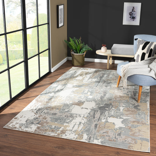 Cheshire-82127 Contemporary Power-Loomed Beige Cotton Indoor Area Rug - LR Home
