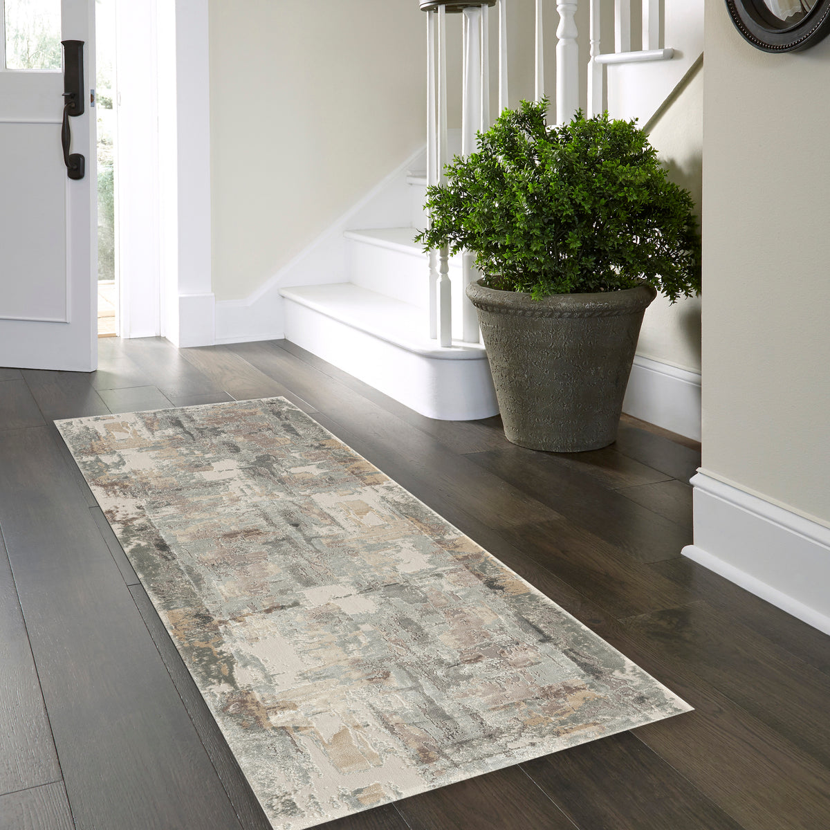 Cheshire Beige Abstract Modern/Contemporary Luxelon Blend Area Rug - lifestyle view