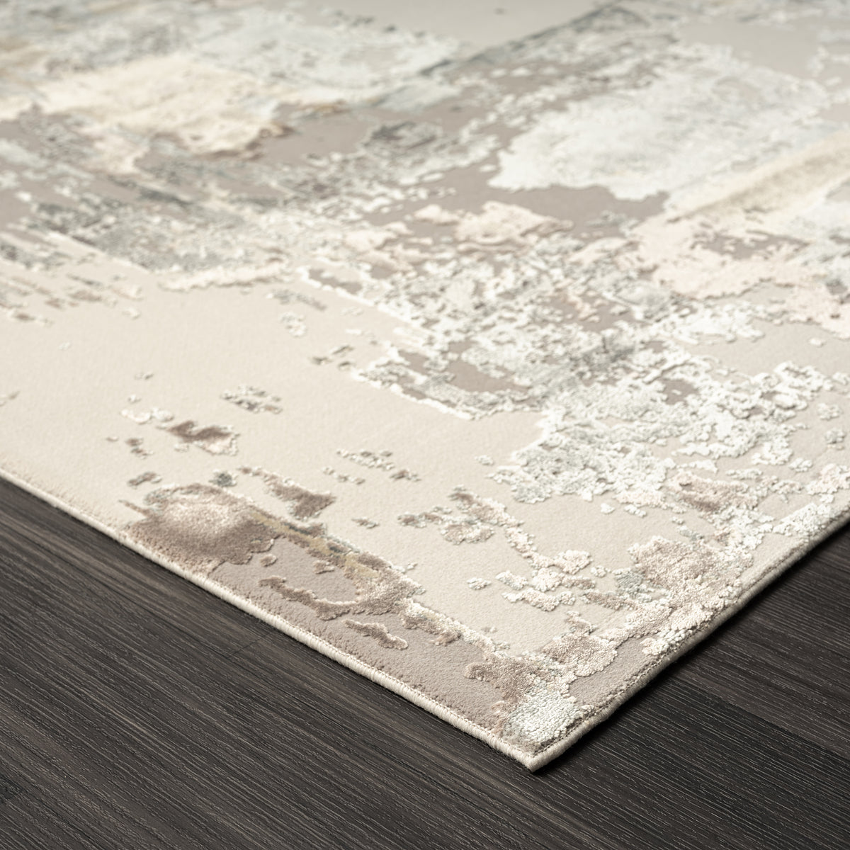 Cheshire Beige Abstract Modern/Contemporary Luxelon Blend Area Rug - side angle view