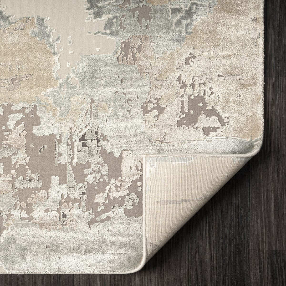 Cheshire Beige Abstract Modern/Contemporary Luxelon Blend Area Rug - back view