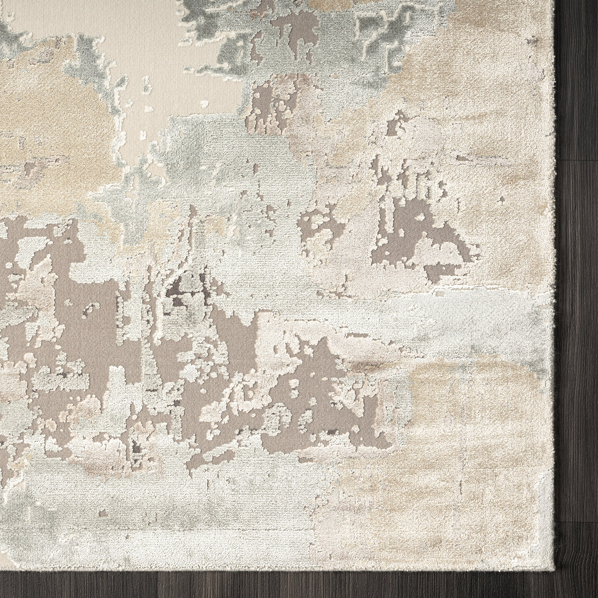 Cheshire Beige Abstract Modern/Contemporary Luxelon Blend Area Rug - corner view