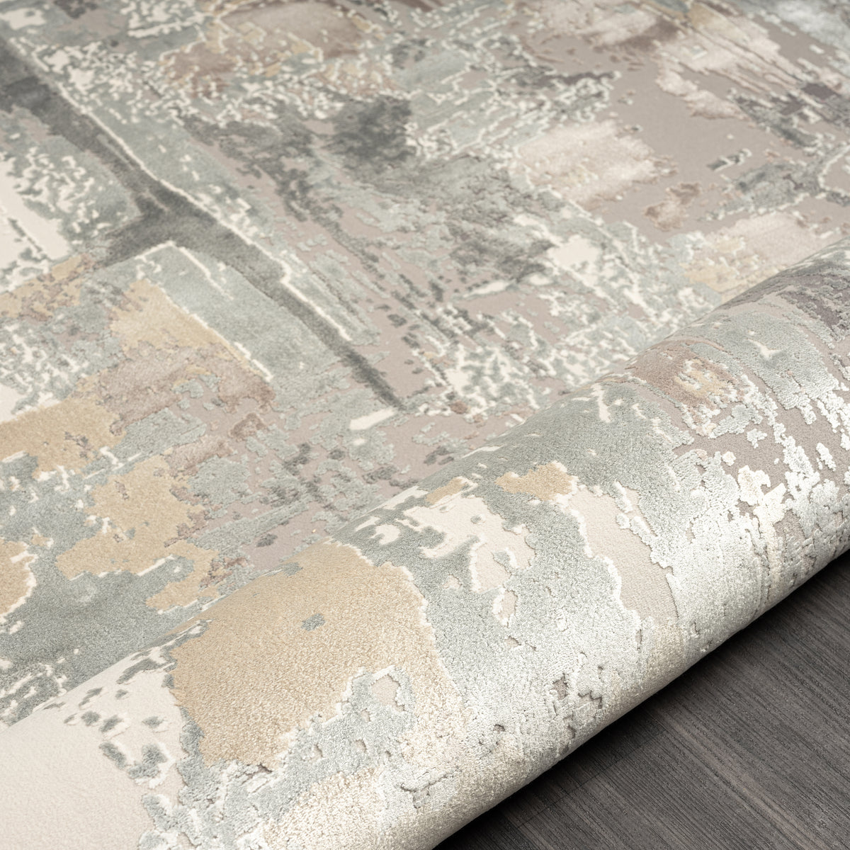 Cheshire Beige Abstract Modern/Contemporary Luxelon Blend Area Rug - close-up detail