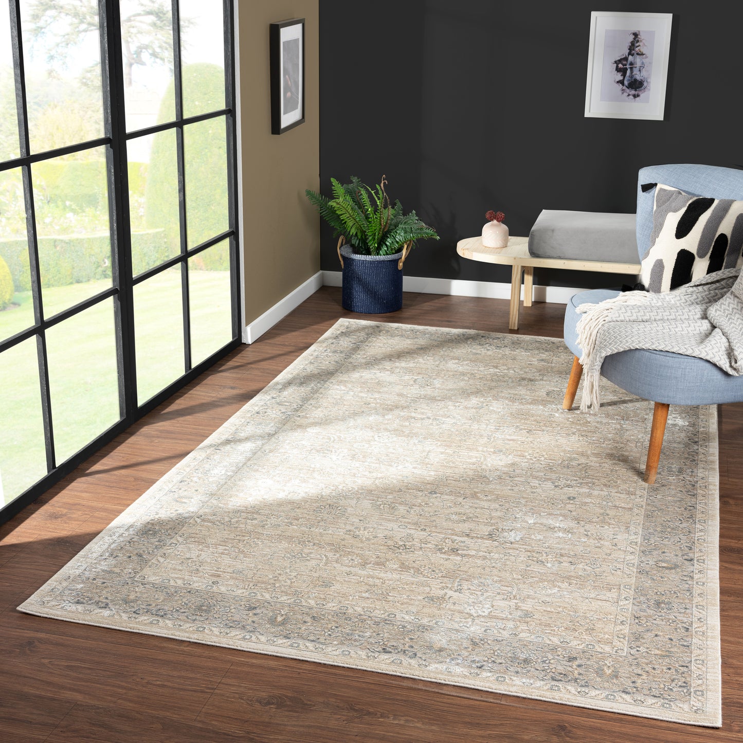 Cheshire-82129 Traditional Power-Loomed Beige Cotton Indoor Area Rug - LR Home