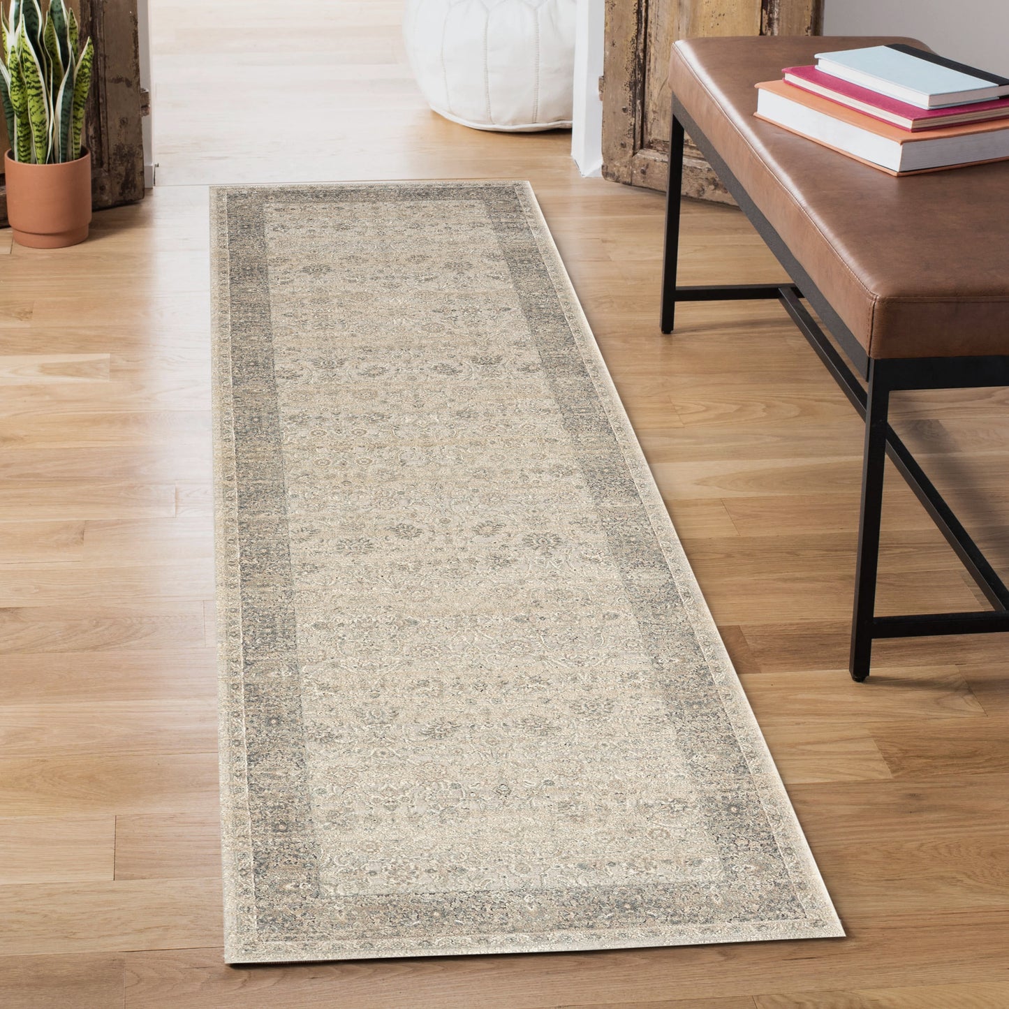 Cheshire-82129 Traditional Power-Loomed Beige Cotton Indoor Area Rug - LR Home