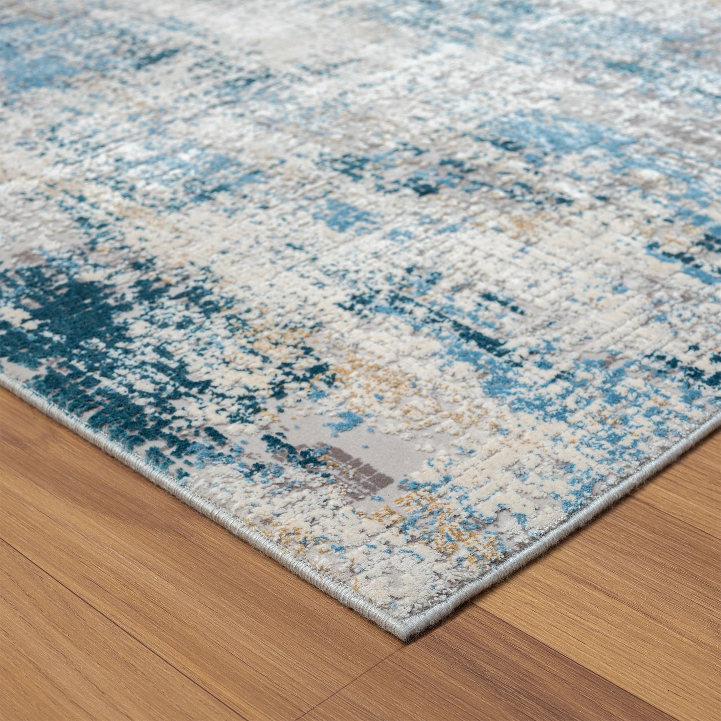 Cheshire-82316 Contemporary Power-Loomed Gray/Blue Cotton Indoor Area Rug - LR Home