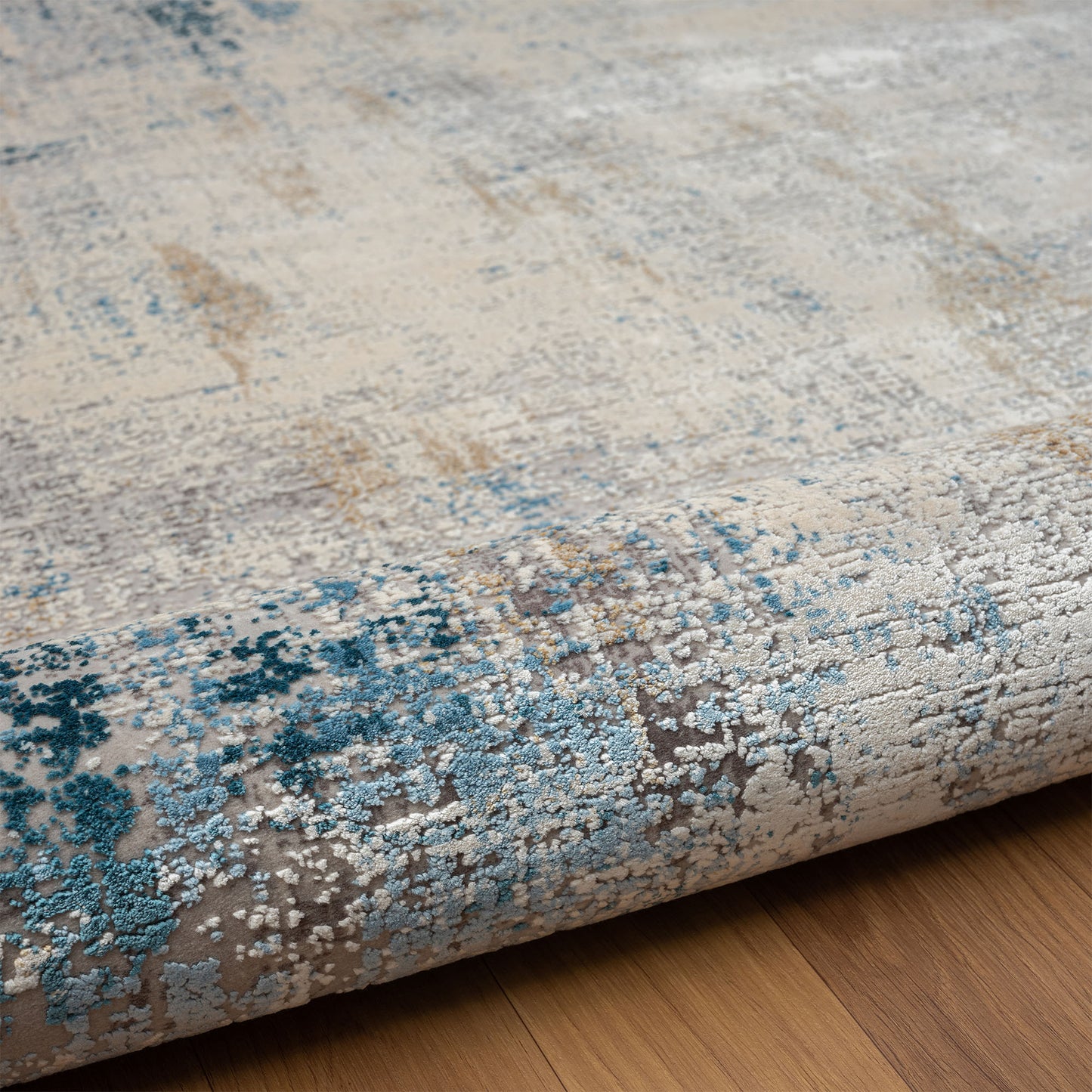 Cheshire-82316 Contemporary Power-Loomed Gray/Blue Cotton Indoor Area Rug - LR Home