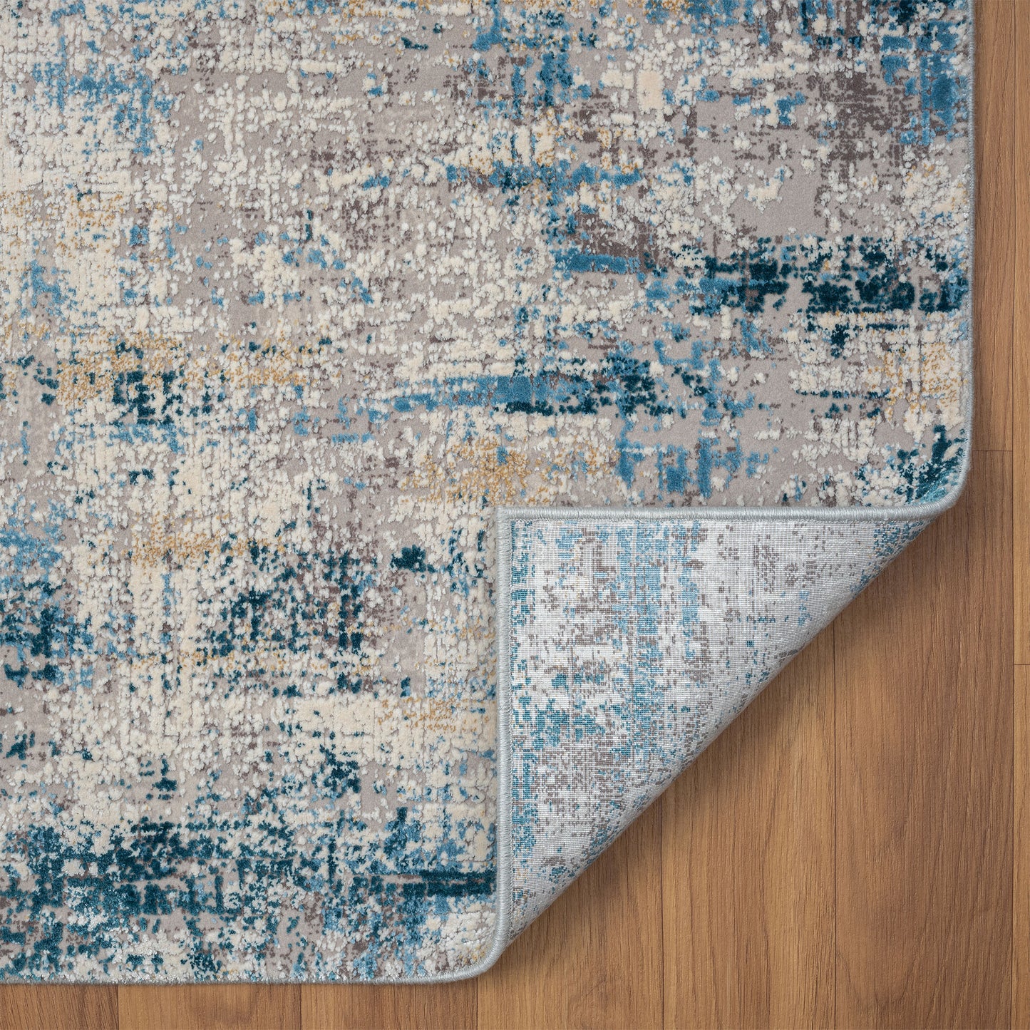 Cheshire-82316 Contemporary Power-Loomed Gray/Blue Cotton Indoor Area Rug - LR Home
