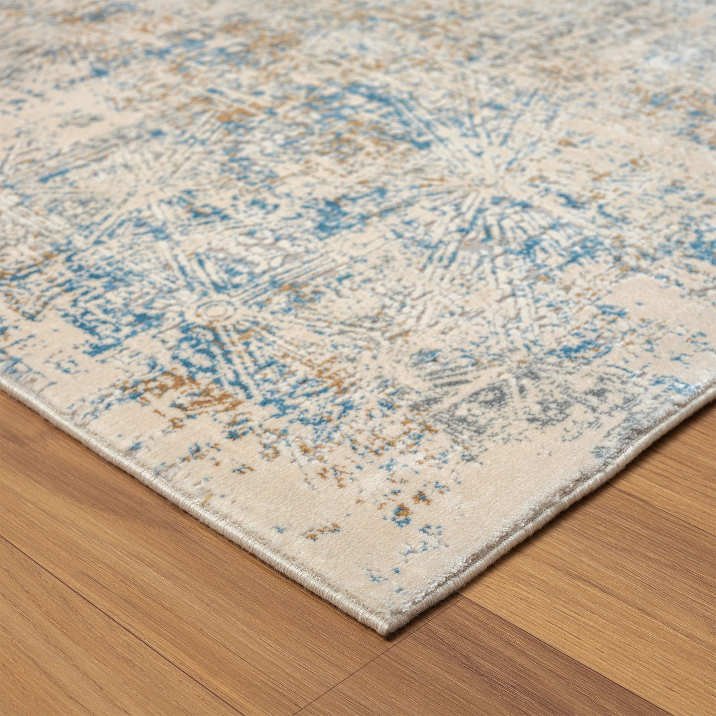 Cheshire-82317 Contemporary Power-Loomed Blue/Gray Cotton Indoor Area Rug - LR Home