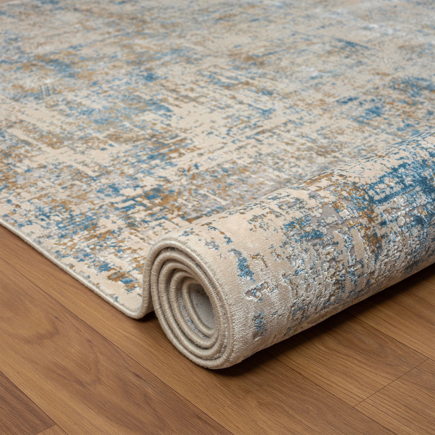 Cheshire-82317 Contemporary Power-Loomed Blue/Gray Cotton Indoor Area Rug - LR Home
