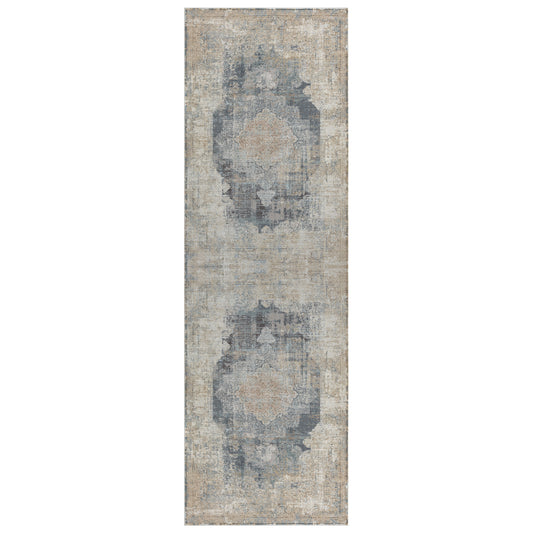 Cheshire Beige Medallion Traditional Luxelon Blend Area Rug - Silo view