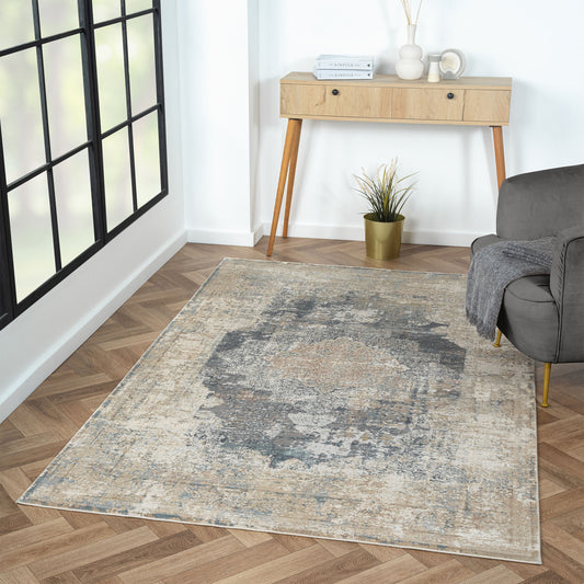 Cheshire-82318 Traditional Power-Loomed Beige Cotton Indoor Area Rug - LR Home