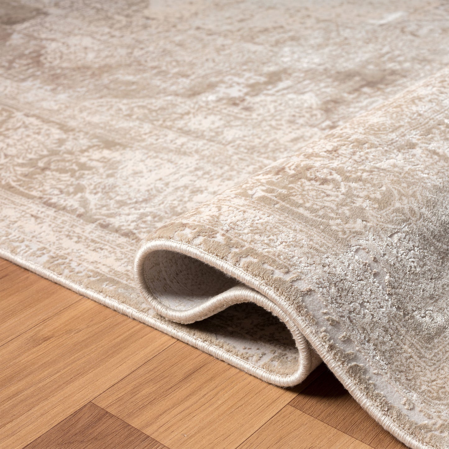 Cheshire-82405 Traditional Power-Loomed Ivory/Beige Cotton Indoor Area Rug - LR Home
