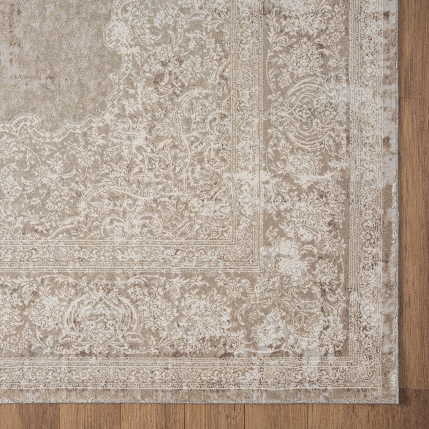 Cheshire-82405 Traditional Power-Loomed Ivory/Beige Cotton Indoor Area Rug - LR Home