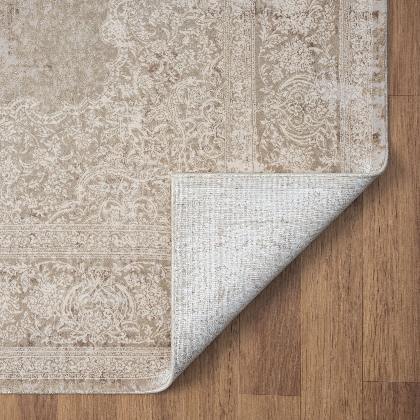 Cheshire-82405 Traditional Power-Loomed Ivory/Beige Cotton Indoor Area Rug - LR Home