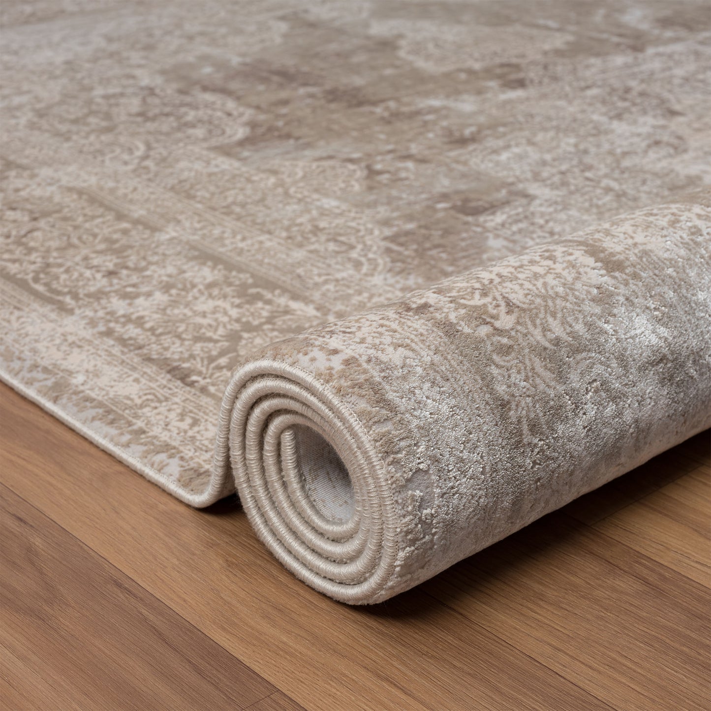 Cheshire-82405 Traditional Power-Loomed Ivory/Beige Cotton Indoor Area Rug - LR Home