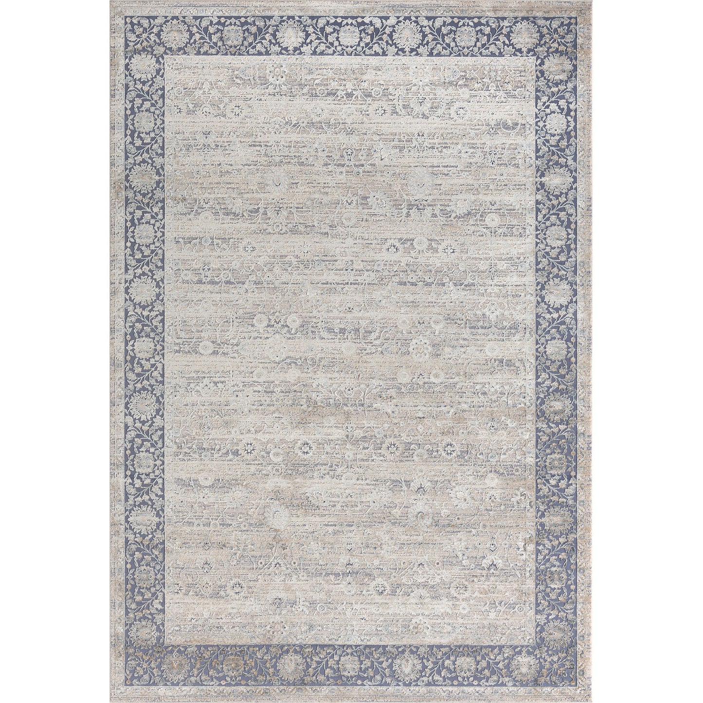 Cheshire-82406 Traditional Power-Loomed Blue/Beige Cotton Indoor Area Rug - LR Home
