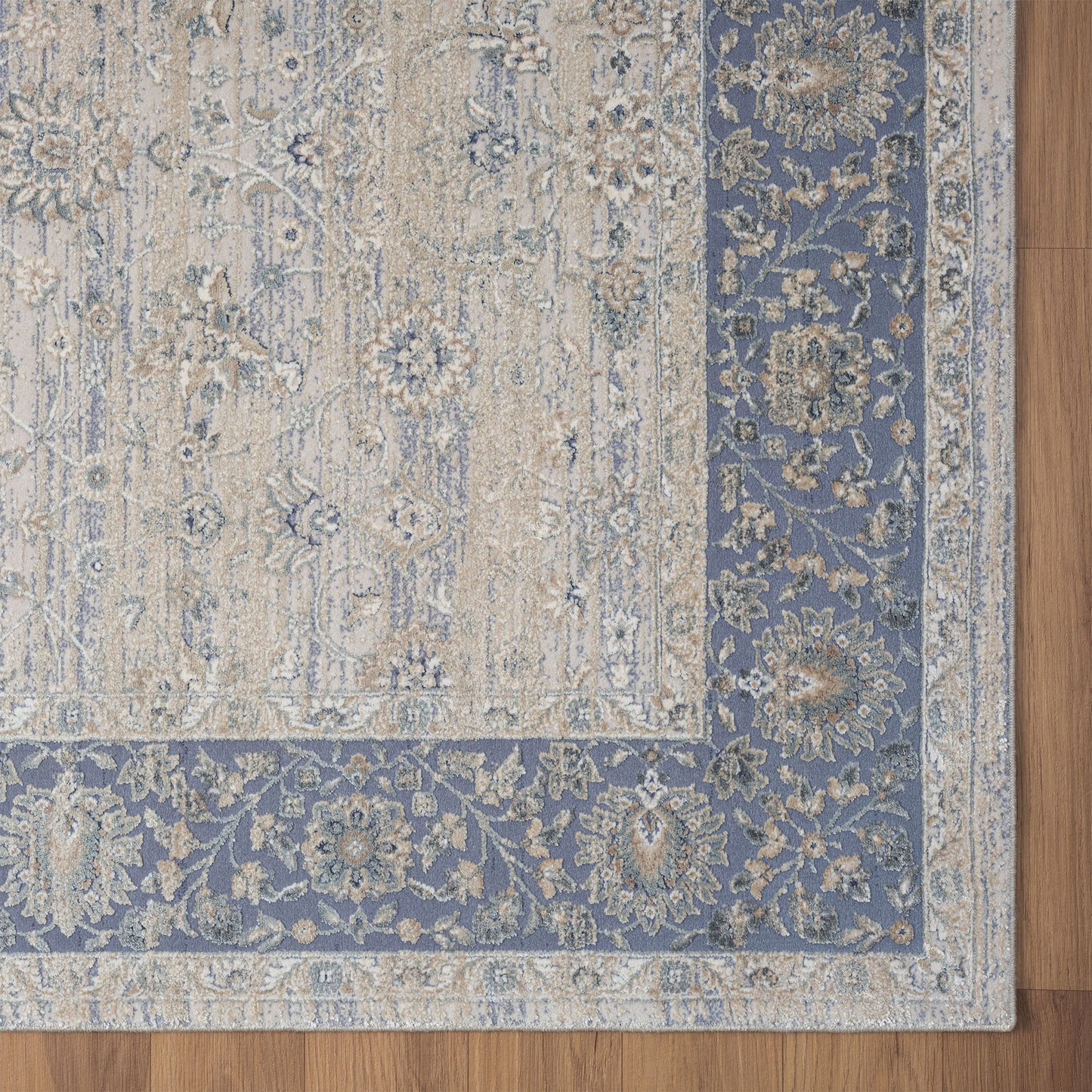Cheshire-82406 Traditional Power-Loomed Blue/Beige Cotton Indoor Area Rug - LR Home