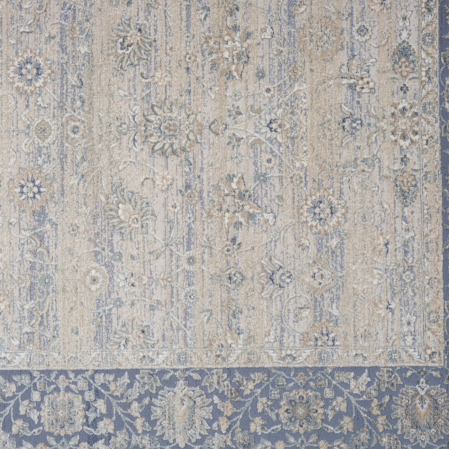 Cheshire-82406 Traditional Power-Loomed Blue/Beige Cotton Indoor Area Rug - LR Home