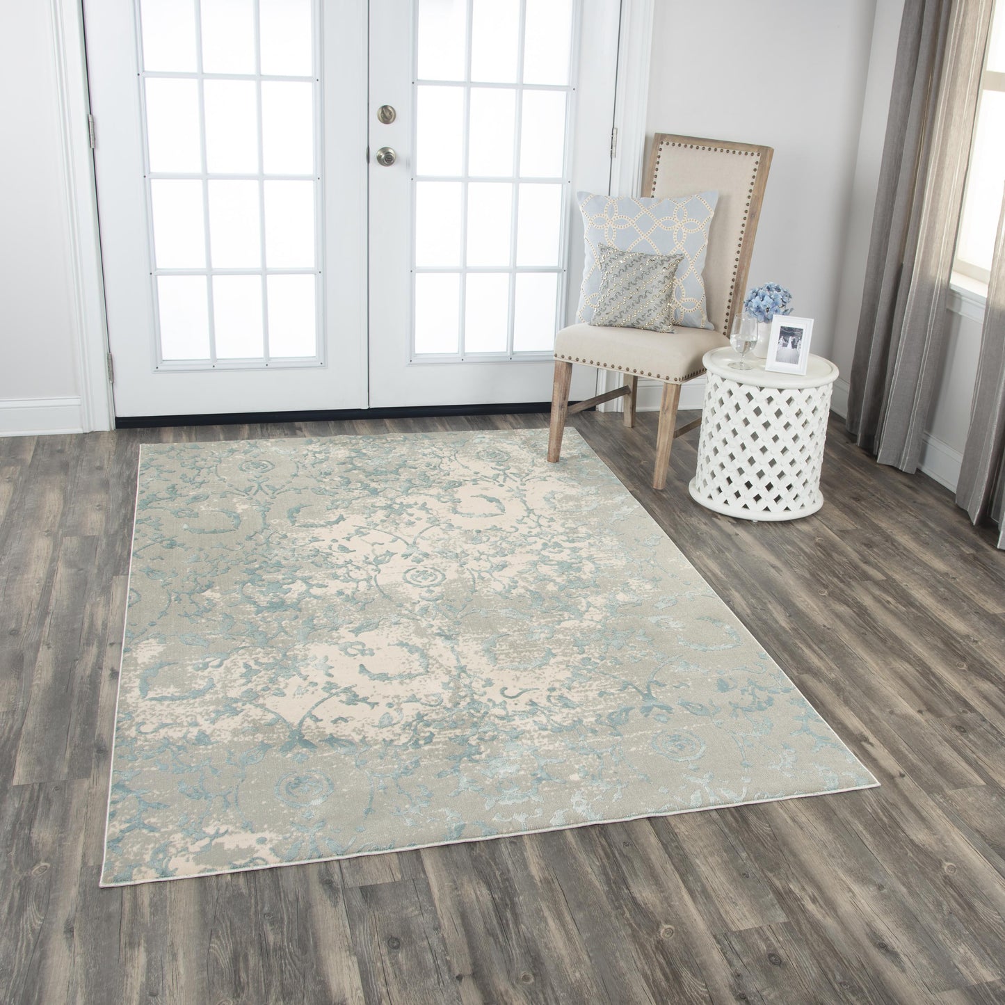 Chelsea CHS103 Gray/Blue Power Loomed Rug - Rizzy