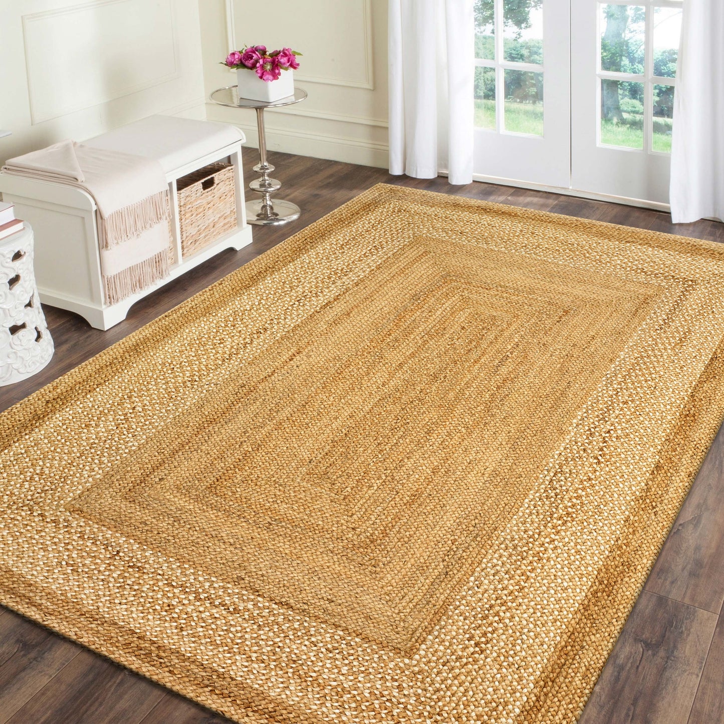 Classic Jute-81209 Farmhouse Hand-Braided Natural Cotton Indoor Area Rug - LR Home