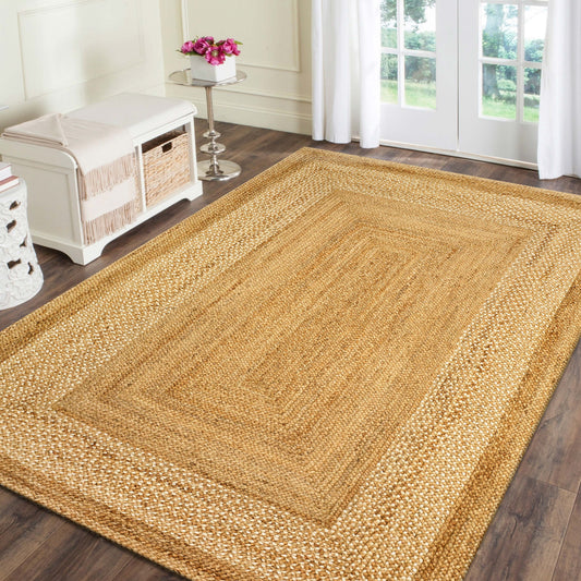 Classic Jute-81209 Farmhouse Hand-Braided Natural Cotton Indoor Area Rug - LR Home