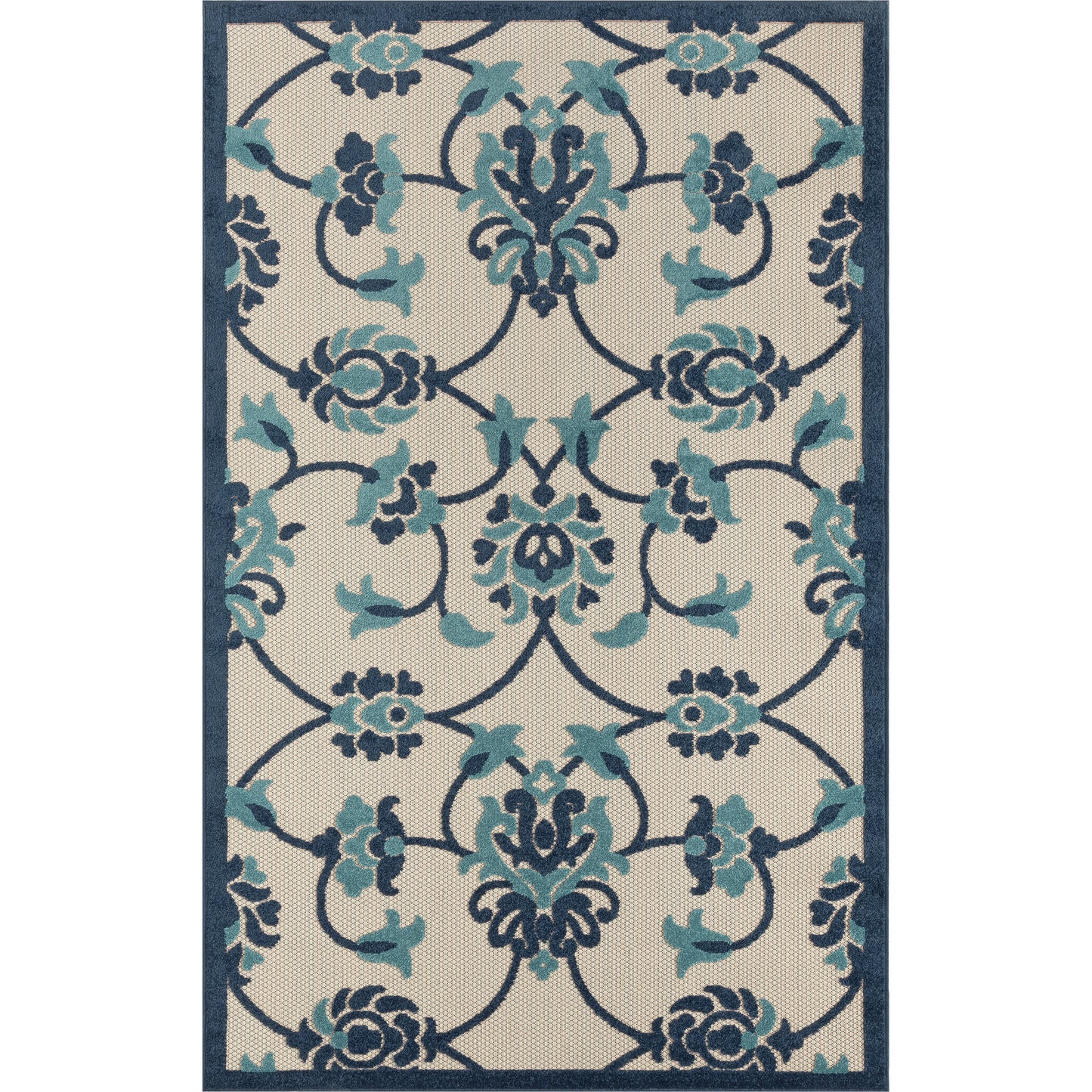 COPAC-81813 Classic/Traditional Machine Made Navy/Blue/Off-White Polypropylene Indoor/Outdoor Area Rugs - LR Home