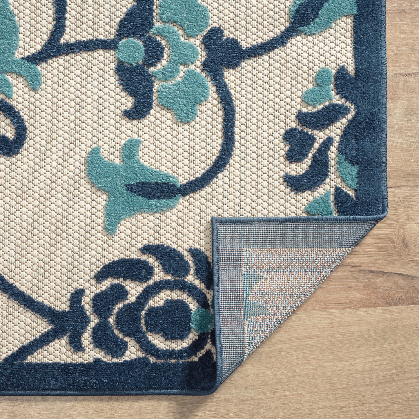 COPAC-81813 Classic/Traditional Machine Made Navy/Blue/Off-White Polypropylene Indoor/Outdoor Area Rugs - LR Home