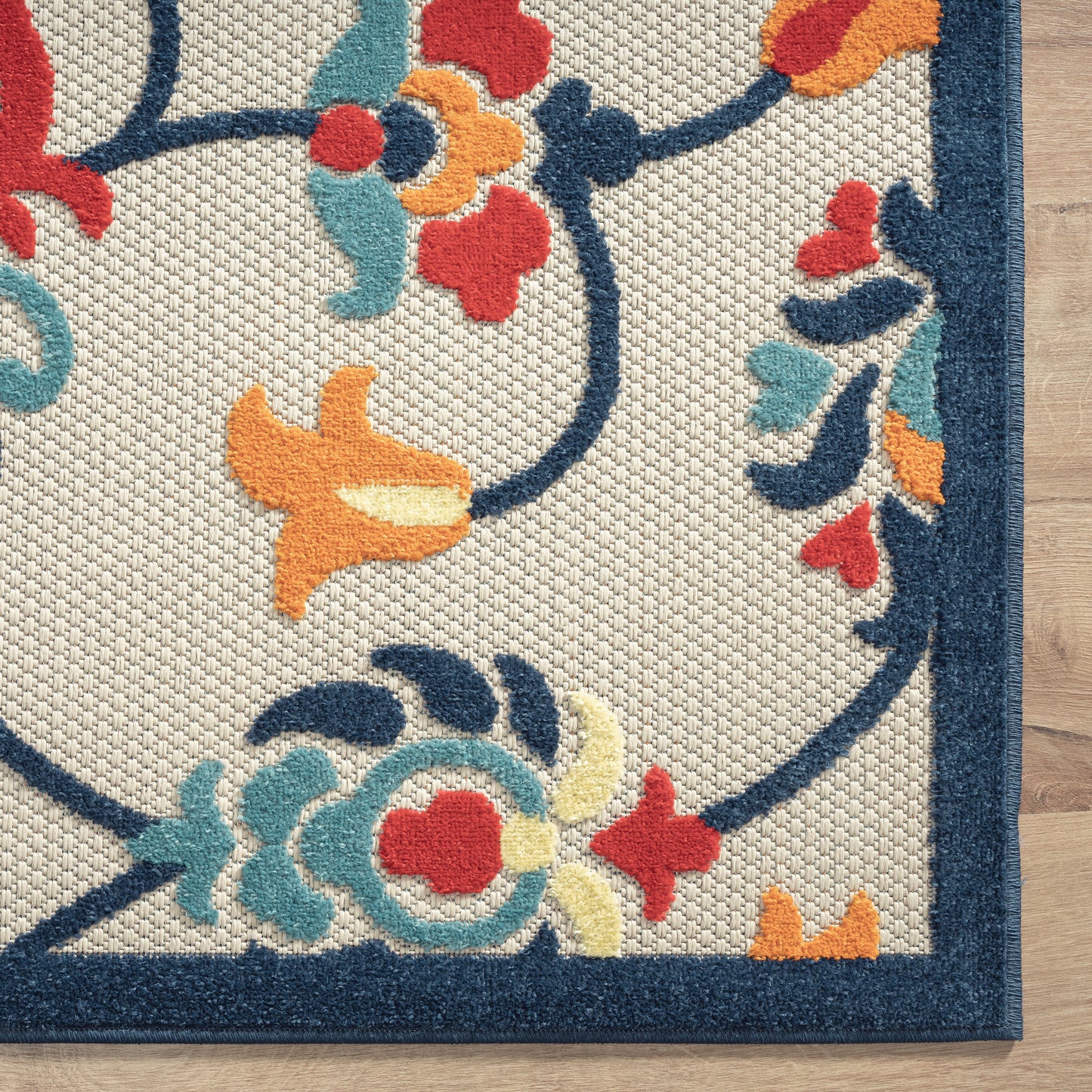 COPAC-81813 Classic/Traditional Machine Made Navy/Orange/Red/Off-White Polypropylene Indoor/Outdoor Area Rugs - LR Home