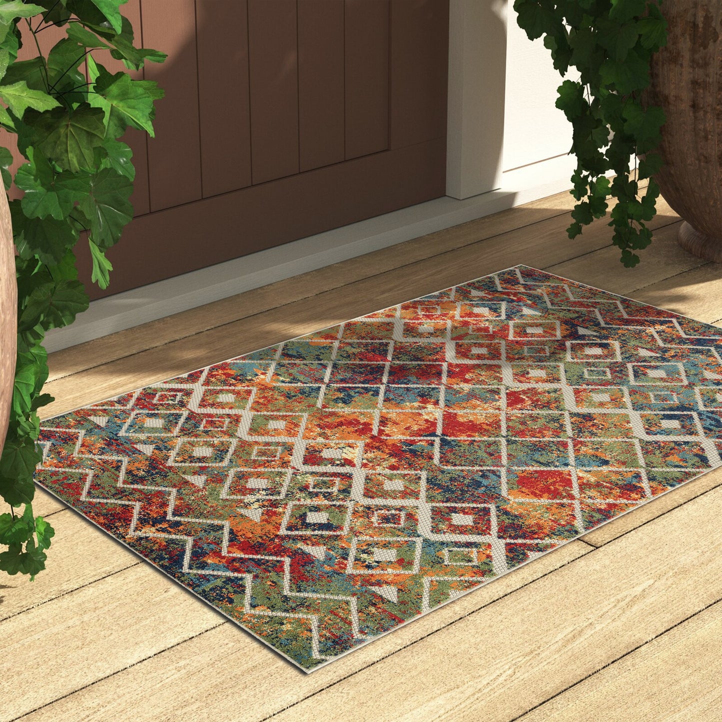 COPAC-81815 Bohemian/Eclectic Machine Made Multi Polypropylene Indoor/Outdoor Area Rugs - LR Home