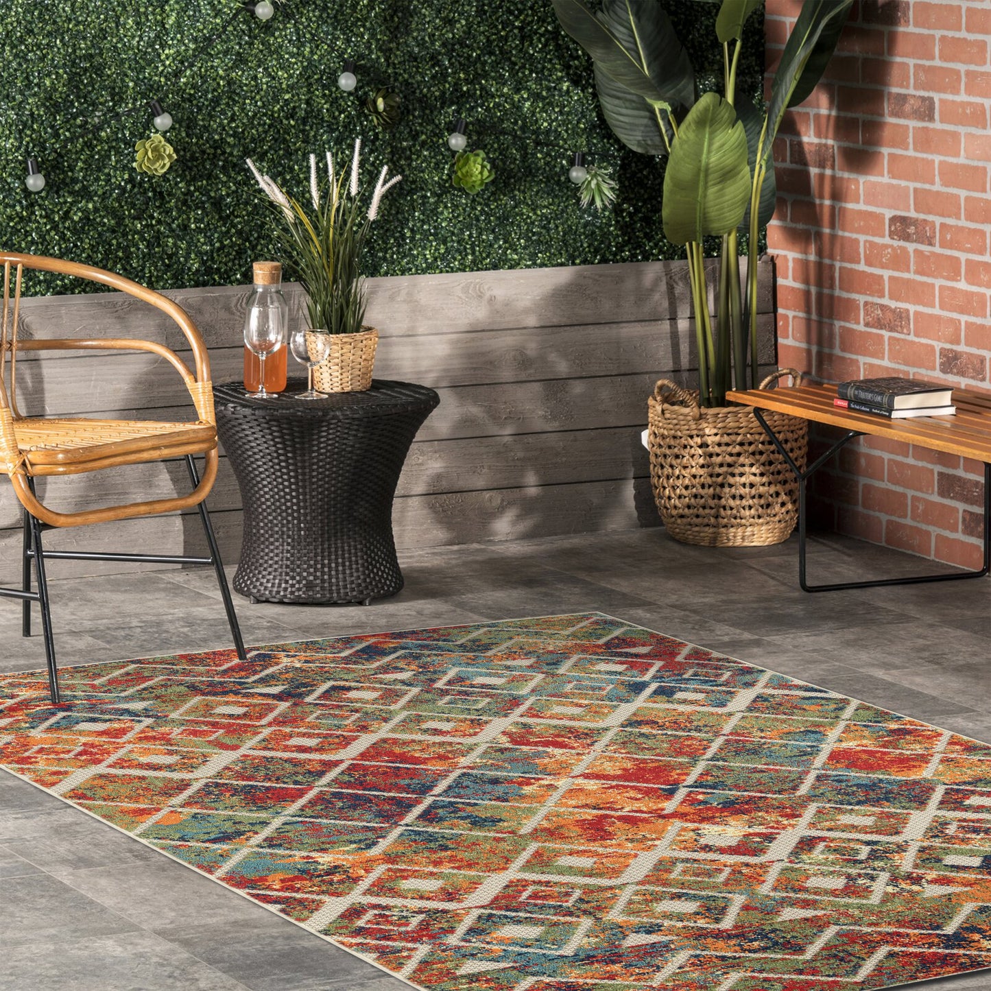 COPAC-81815 Bohemian/Eclectic Machine Made Multi Polypropylene Indoor/Outdoor Area Rugs - LR Home