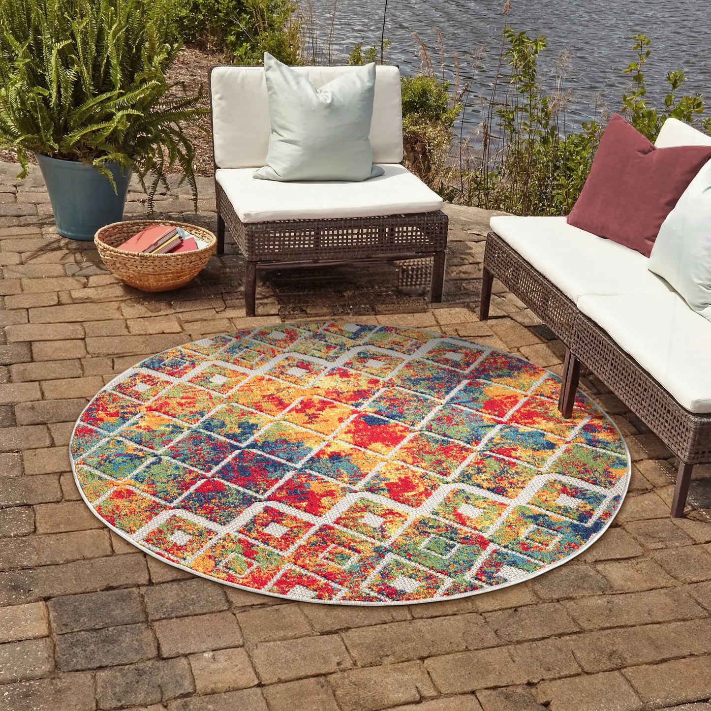 COPAC-81815 Bohemian/Eclectic Machine Made Multi Polypropylene Indoor/Outdoor Area Rugs - LR Home