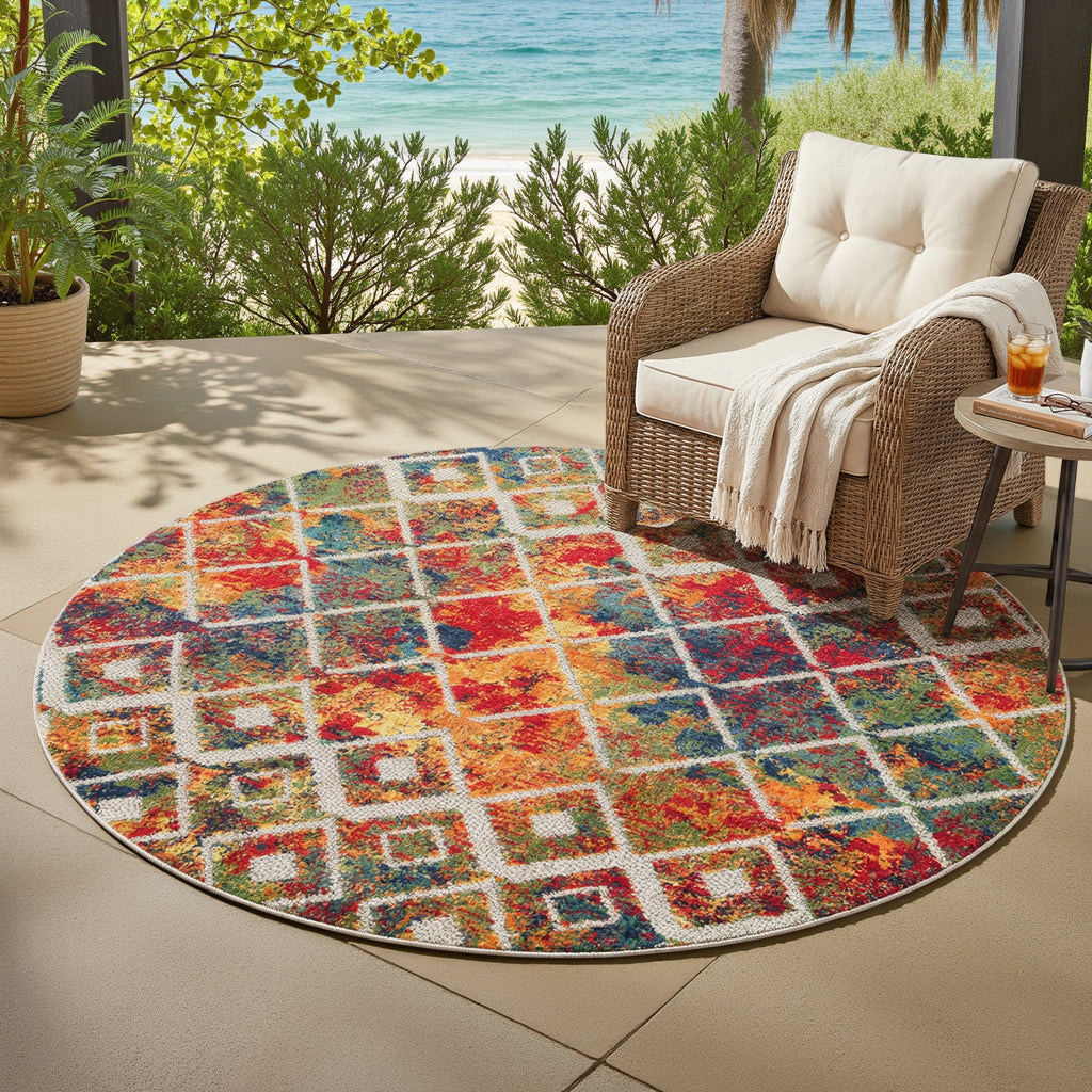 Copa Cabana-81815 Bohemian/Eclectic Power-Loomed Multicolor Polypropylene Indoor/Outdoor Area Rug - LR Home