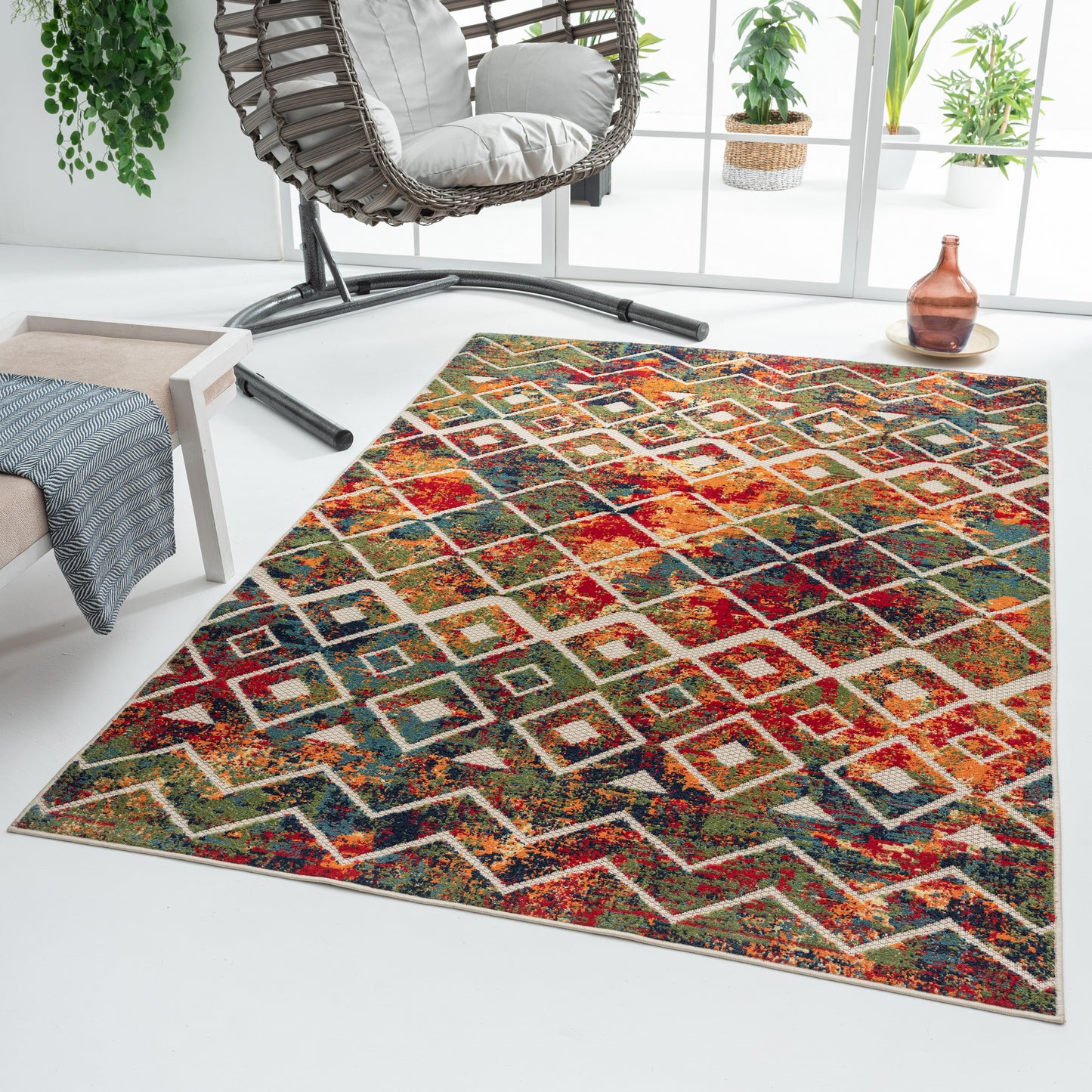 COPAC-81815 Bohemian/Eclectic Machine Made Multi Polypropylene Indoor/Outdoor Area Rugs - LR Home
