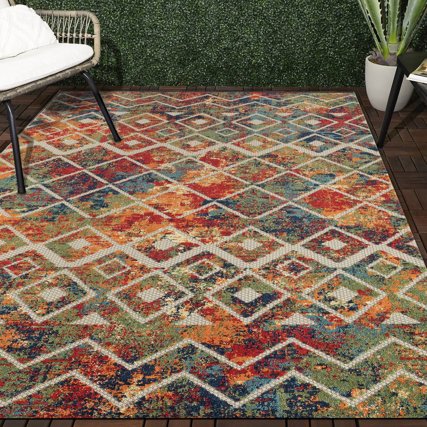 COPAC-81815 Bohemian/Eclectic Machine Made Multi Polypropylene Indoor/Outdoor Area Rugs - LR Home