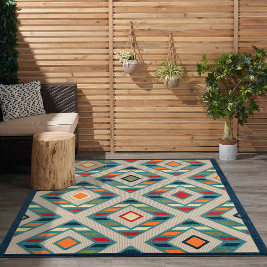 Copa Cabana-81818 Transitional Power-Loomed Multicolor Polypropylene Indoor/Outdoor Area Rug - LR Home