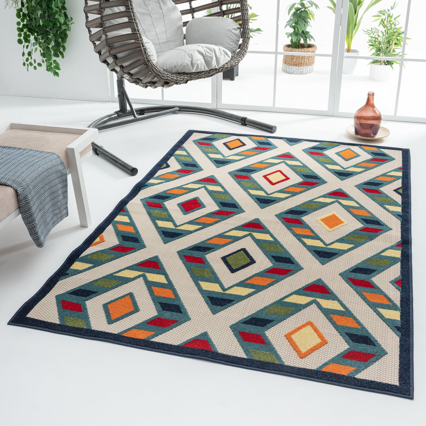 Copa Cabana-81818 Transitional Power-Loomed Multicolor Polypropylene Indoor/Outdoor Area Rug - LR Home