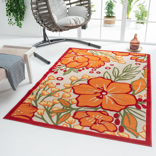 Copa Cabana-81820 Tropical Power-Loomed Gray/Beige Polypropylene Indoor/Outdoor Area Rug - LR Home