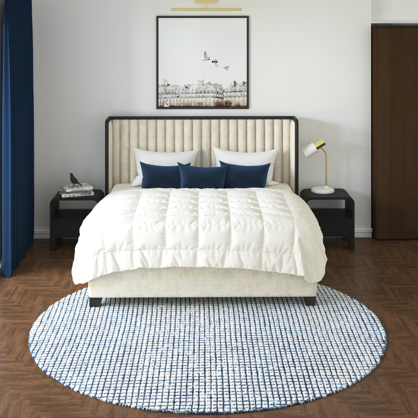 Criss Cross-81295 Contemporary Hand-Tufted Navy/Ivory Cotton Indoor Area Rug - LR Home