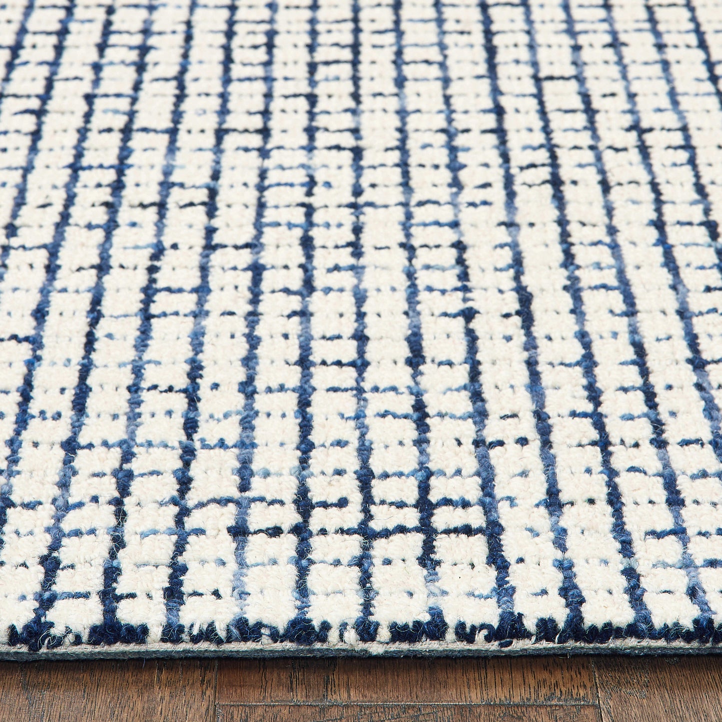 Criss Cross-81295 Contemporary Hand-Tufted Navy/Ivory Cotton Indoor Area Rug - LR Home