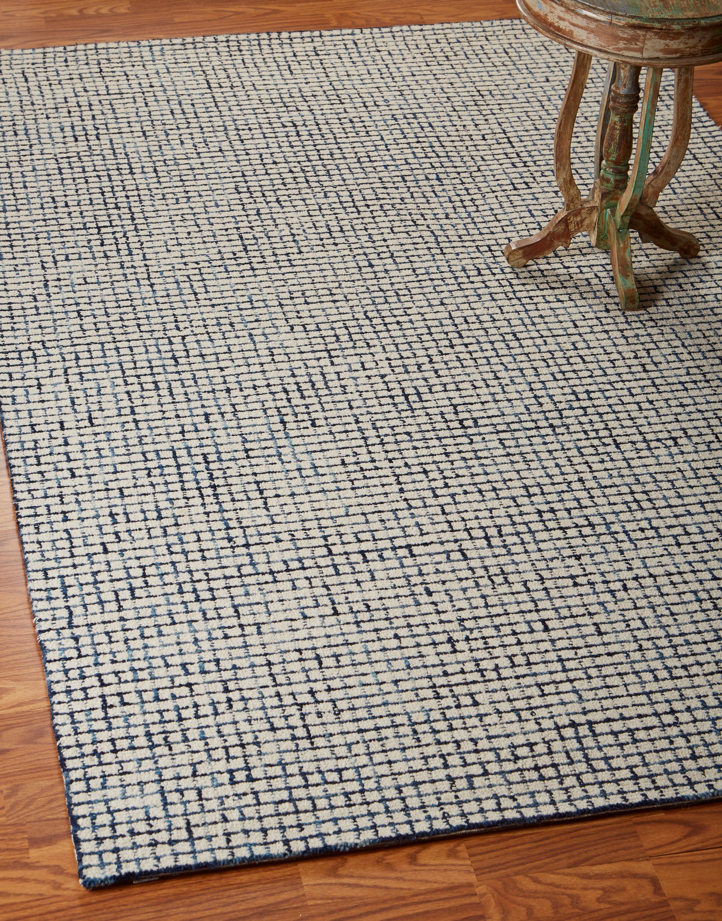 Criss Cross-81295 Contemporary Hand-Tufted Navy/Ivory Cotton Indoor Area Rug - LR Home