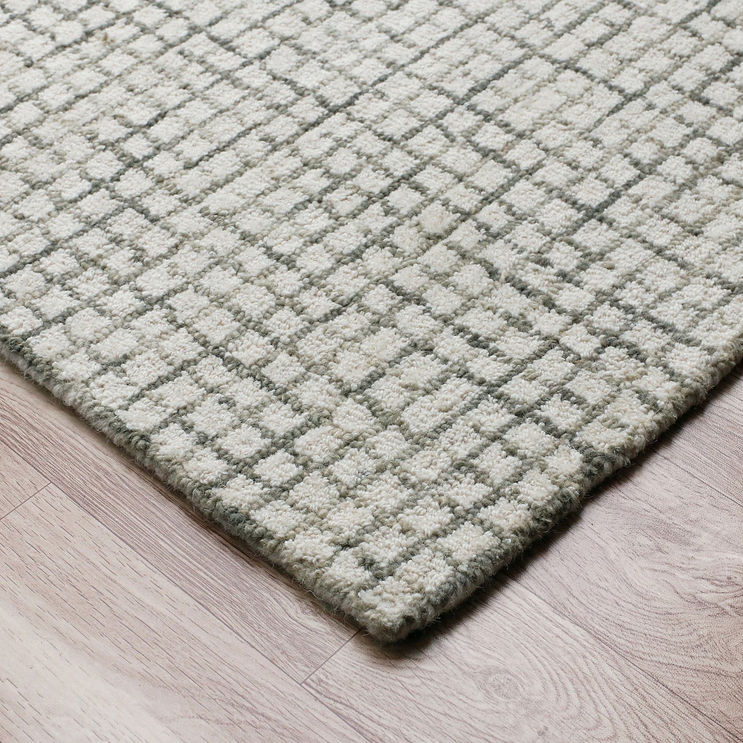 Criss Cross-81296 Contemporary Hand-Tufted Gray/Ivory Cotton Indoor Area Rug - LR Home