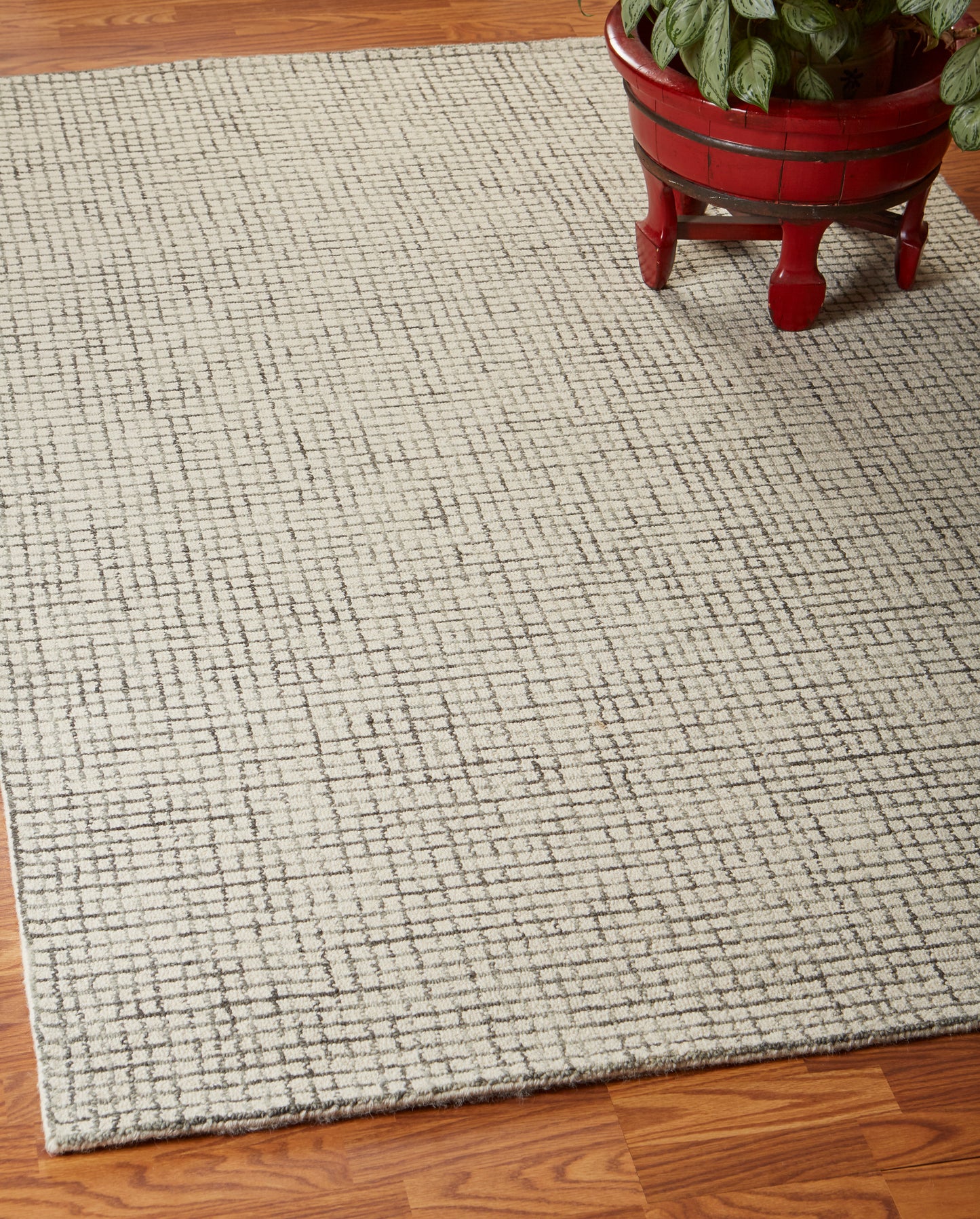 Criss Cross-81296 Contemporary Hand-Tufted Gray/Ivory Cotton Indoor Area Rug - LR Home