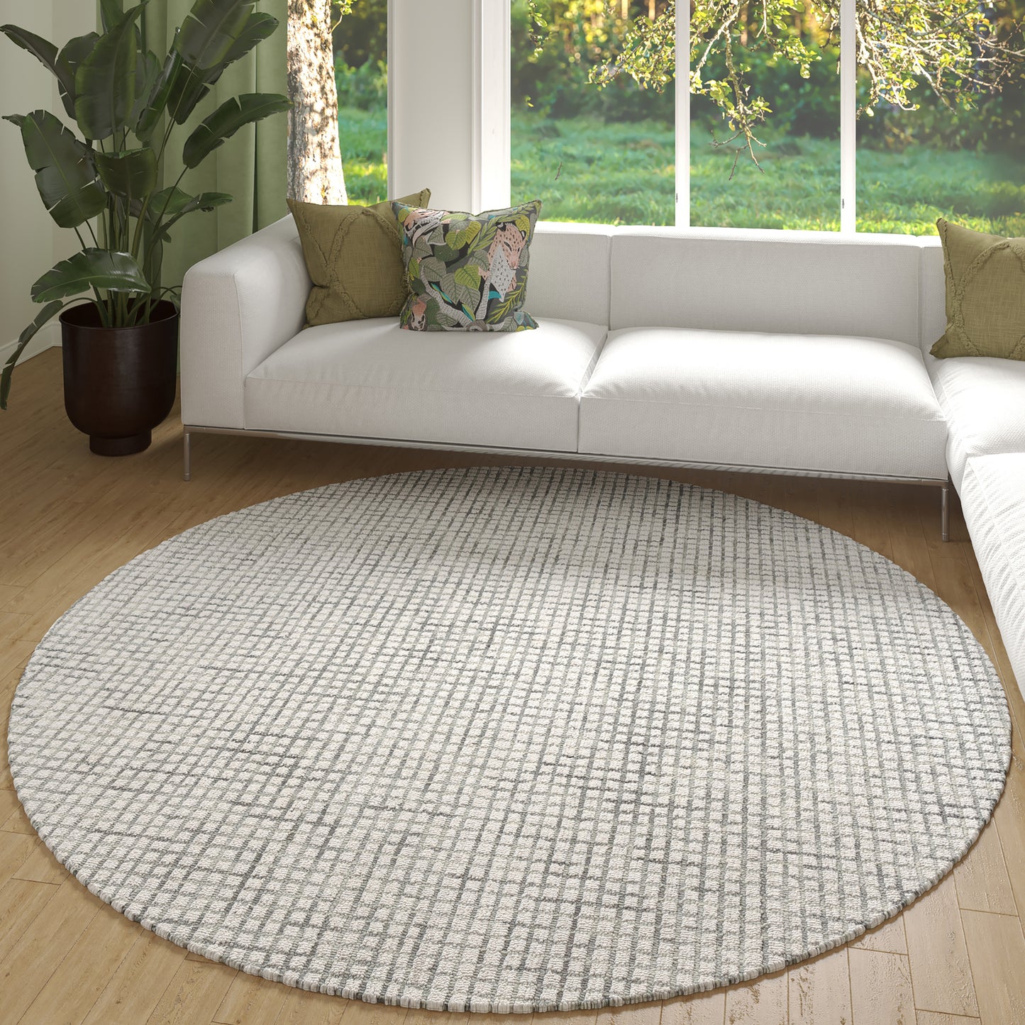 Criss Cross-81296 Contemporary Hand-Tufted Gray/Ivory Cotton Indoor Area Rug - LR Home