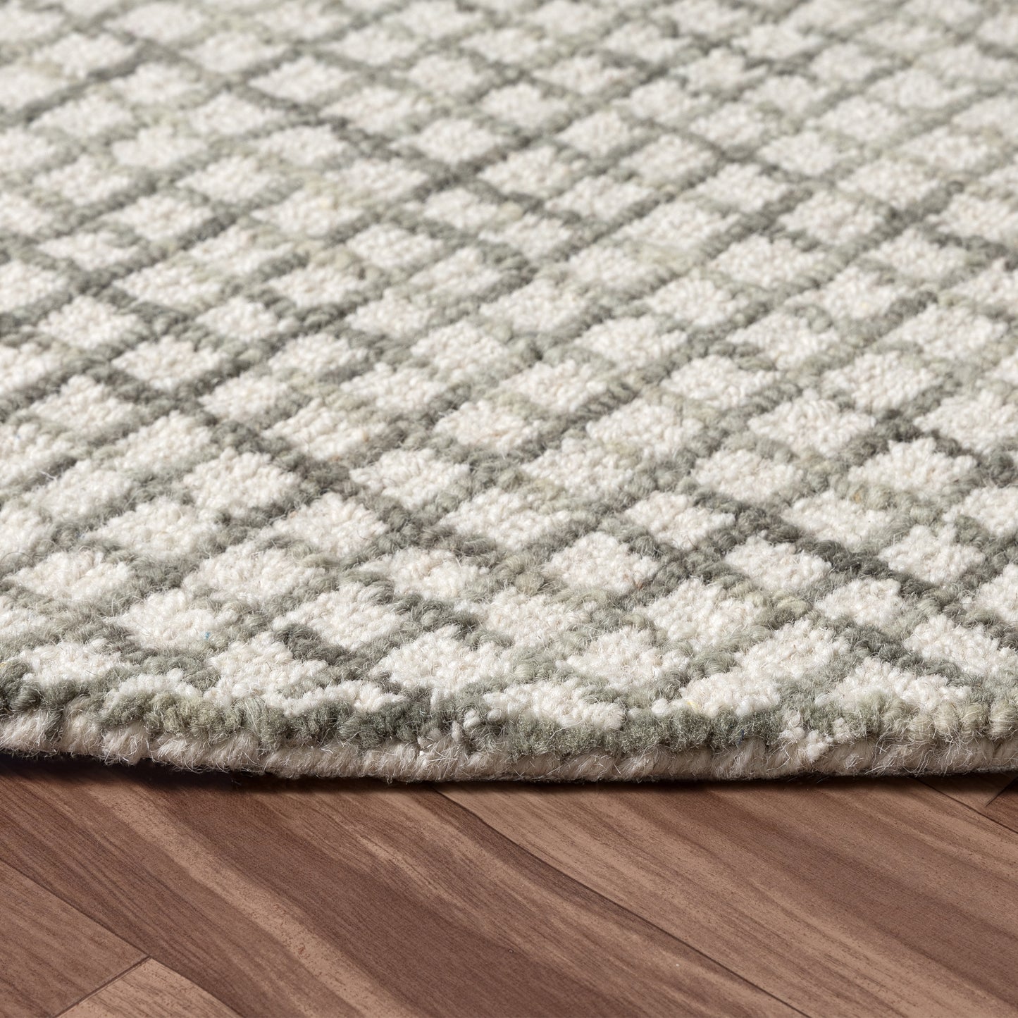 Criss Cross-81296 Contemporary Hand-Tufted Gray/Ivory Cotton Indoor Area Rug - LR Home