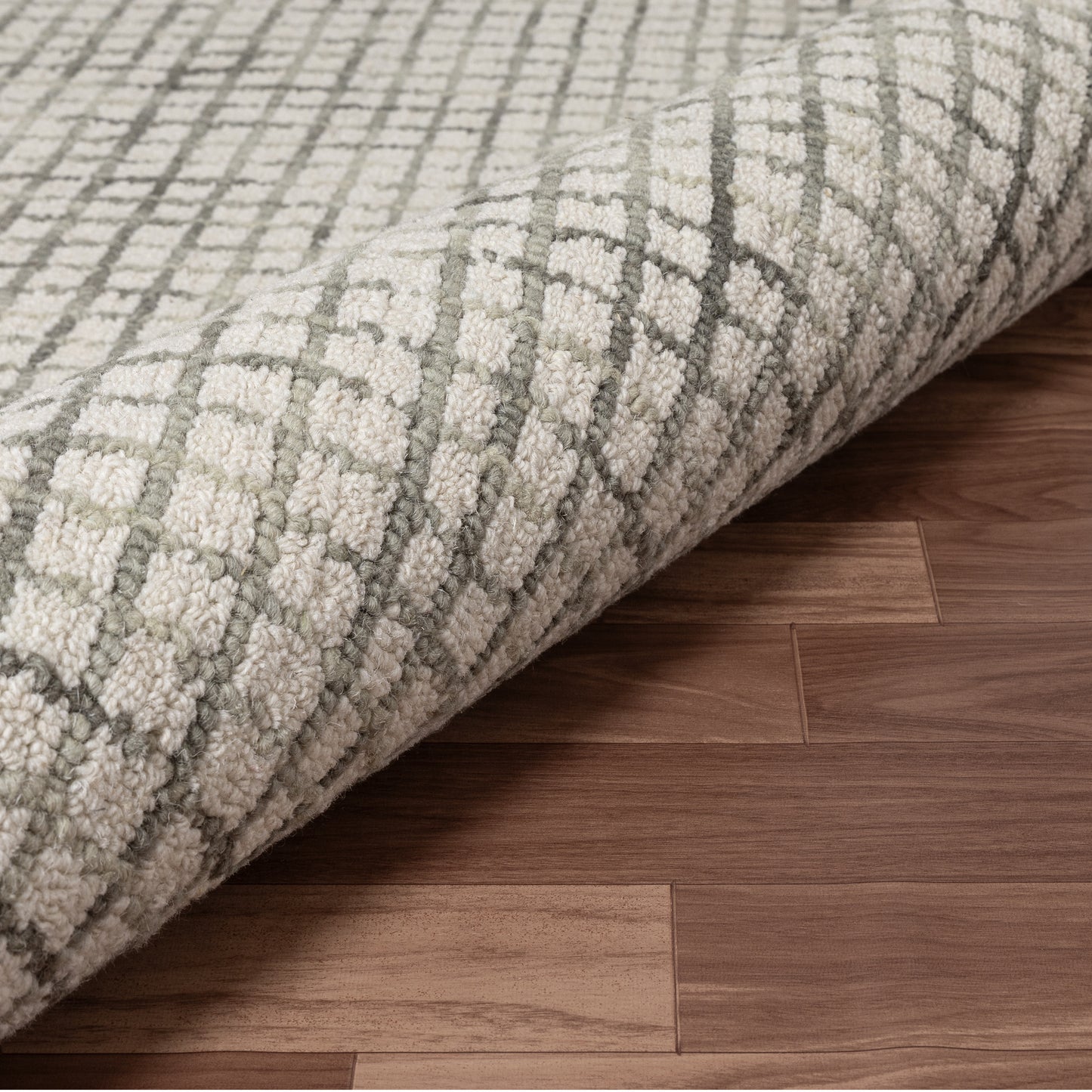 Criss Cross-81296 Contemporary Hand-Tufted Gray/Ivory Cotton Indoor Area Rug - LR Home